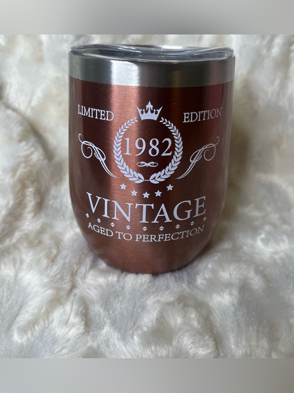 Birthday 1982 Aged to Perfection Wine Cup with Lid NWOT